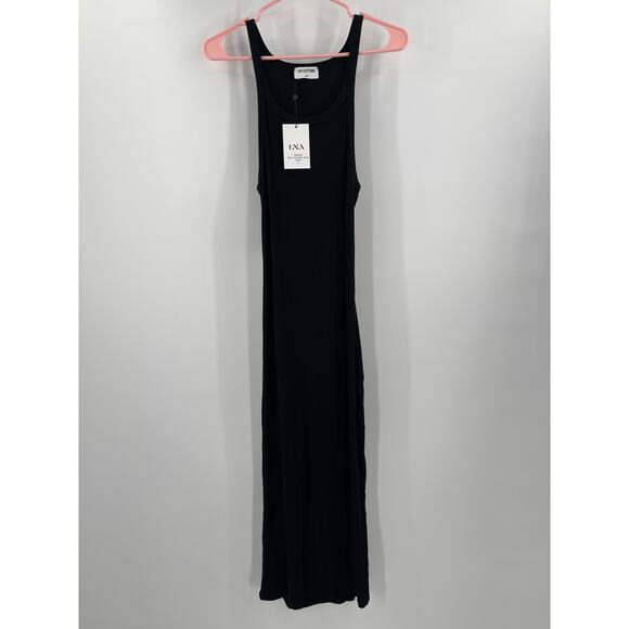 LNA CLOTHING Dress SZ Large Rilynn Rib Racer Black Midi NWT Stretch Cutout Back - Picture 13 of 13